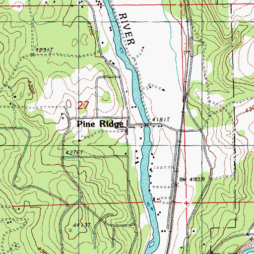 Topographic Map of Pine Ridge Post Office (historical), OR