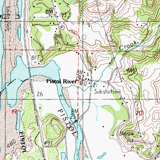 Topographic Map of Pistol River Post Office, OR