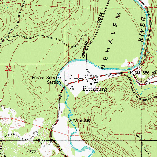 Topographic Map of Pittsburg Post Office (historical), OR