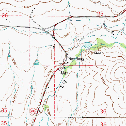 Topographic Map of Pondosa Post Office (historical), OR