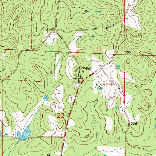 Topographic Map of Cooper Freewill Baptist Church, AL