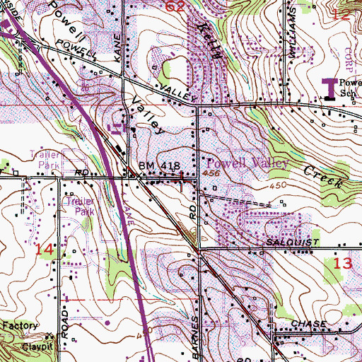 Topographic Map of Powell Valley Post Office (historical), OR