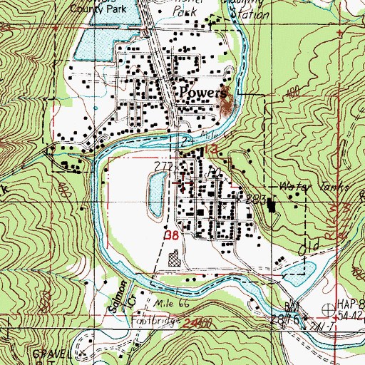 Topographic Map of Powers Post Office, OR