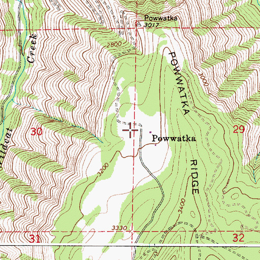 Topographic Map of Powwatka Post Office (historical), OR