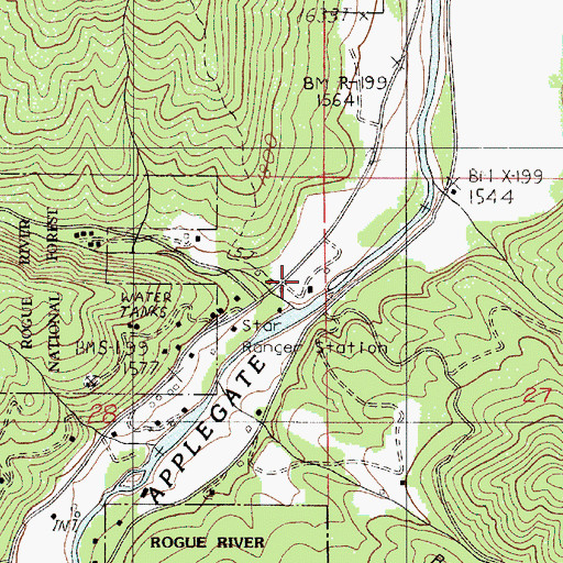 Topographic Map of Pursel Post Office (historical), OR