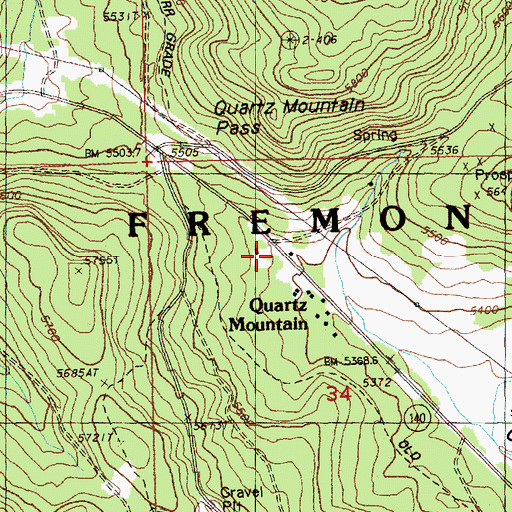 Topographic Map of Quartz Mountain Post Office (historical), OR
