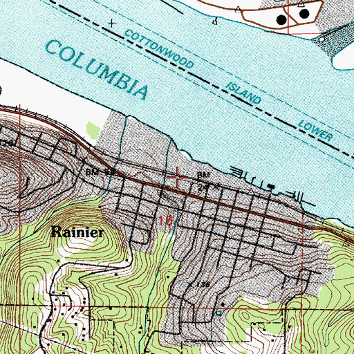 Topographic Map of Rainier Post Office, OR