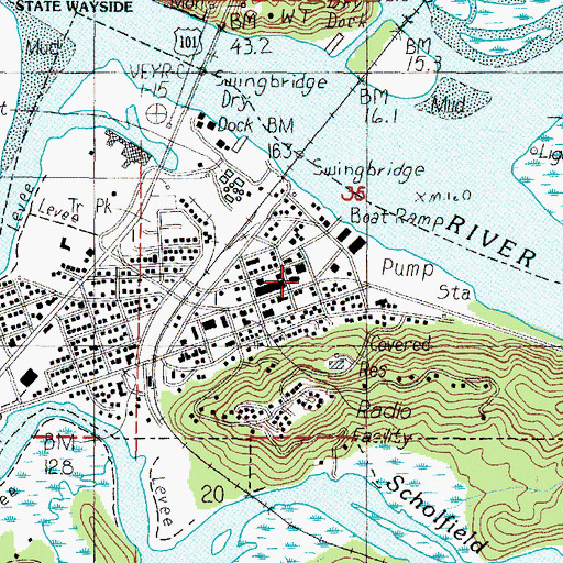 Topographic Map of Reedsport Post Office, OR