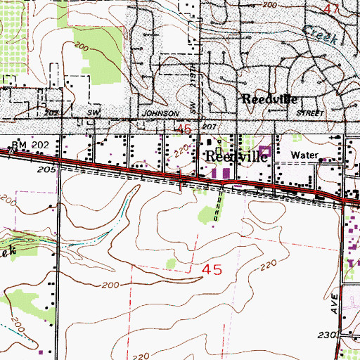 Topographic Map of Reedville Post Office (historical), OR
