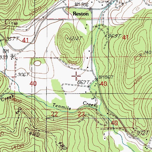 Topographic Map of Reston Post Office (historical), OR
