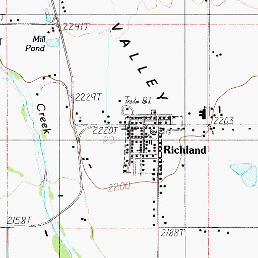 Topographic Map of Richland Post Office, OR