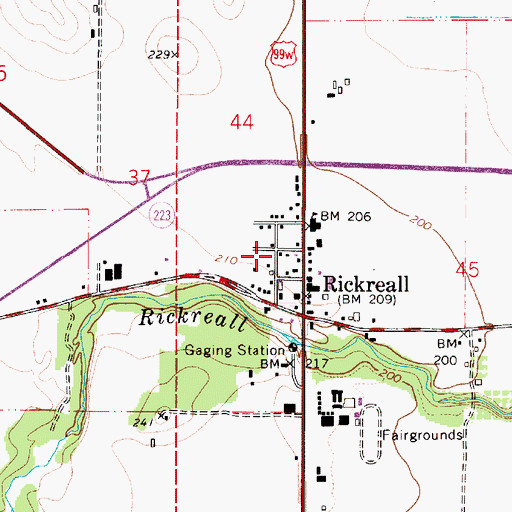 Topographic Map of Rickreall Post Office, OR