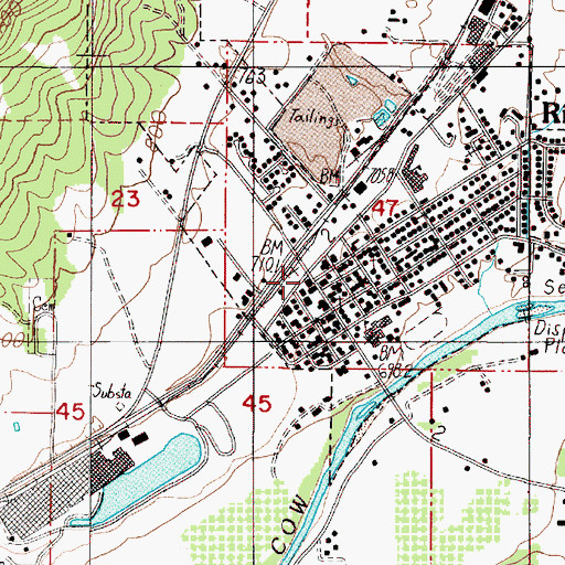Topographic Map of Riddle Post Office, OR