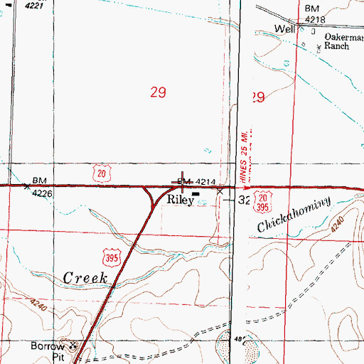 Topographic Map of Riley Post Office, OR