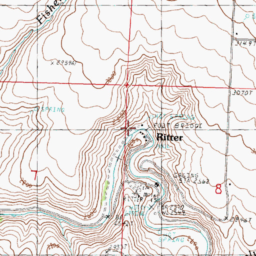 Topographic Map of Ritter Post Office, OR
