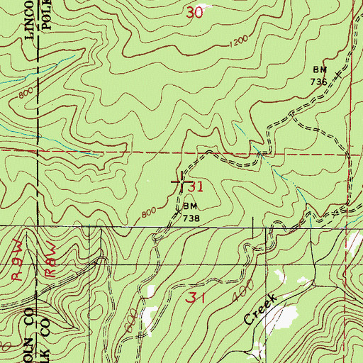 Topographic Map of Rocca Post Office (historical), OR