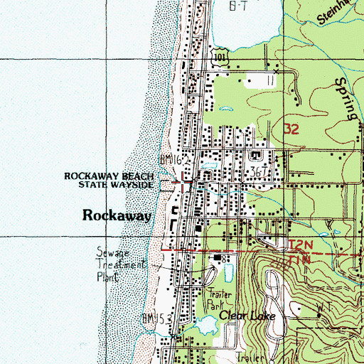 Topographic Map of Rockaway Beach Post Office, OR