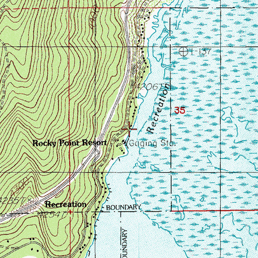 Topographic Map of Rocky Point Post Office (historical), OR