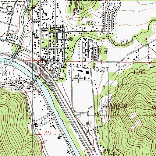 Topographic Map of Rogue River Post Office, OR