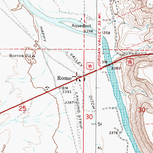 Topographic Map of Rome Post Office (historical), OR