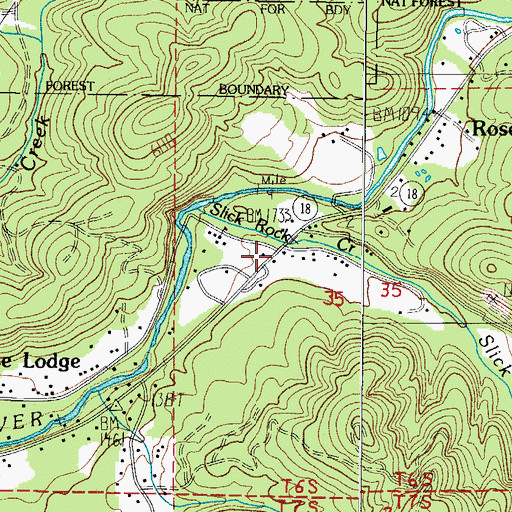 Topographic Map of Rose Lodge Post Office, OR