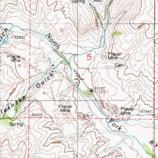 Topographic Map of Rye Valley Post Office (historical), OR