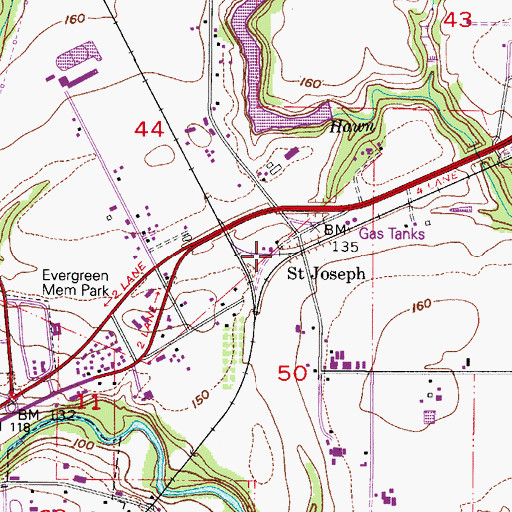 Topographic Map of Saint Joseph Post Office (historical), OR
