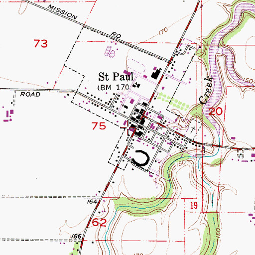 Topographic Map of Saint Paul Post Office, OR