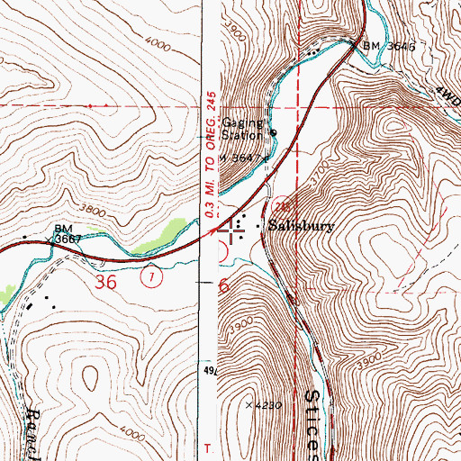 Topographic Map of Salisbury Post Office (historical), OR
