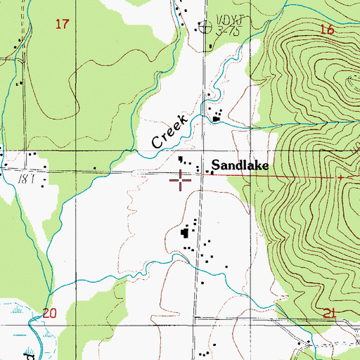 Topographic Map of Sandlake Post Office (historical), OR