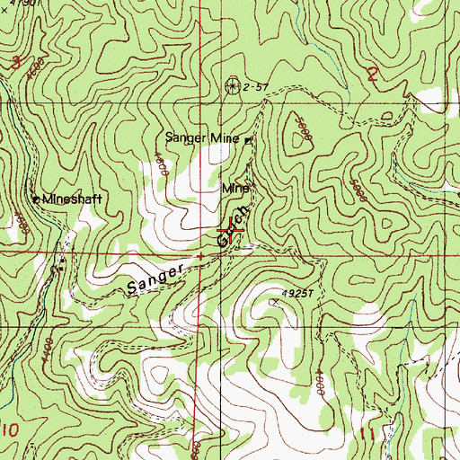 Topographic Map of Sanger Post Office (historical), OR