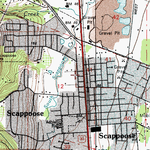 Topographic Map of Scappoose Post Office, OR