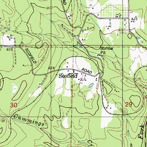 Topographic Map of Scofield Post Office (historical), OR