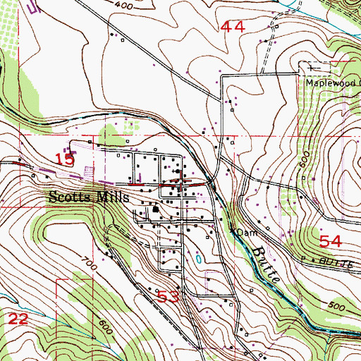 Topographic Map of Scotts Mills Post Office, OR