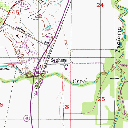 Topographic Map of Seghers Post Office (historical), OR