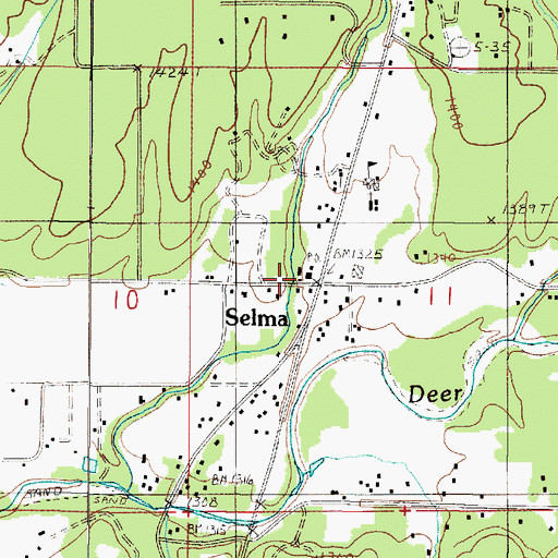 Topographic Map of Selma Post Office, OR