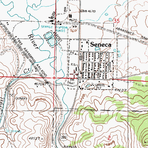 Topographic Map of Seneca Post Office, OR