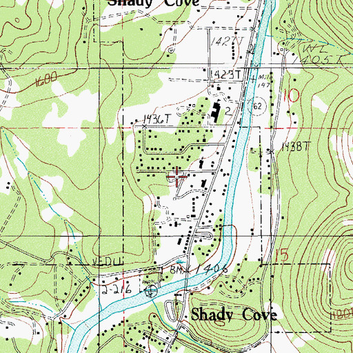 Topographic Map of Shady Cove Post Office, OR