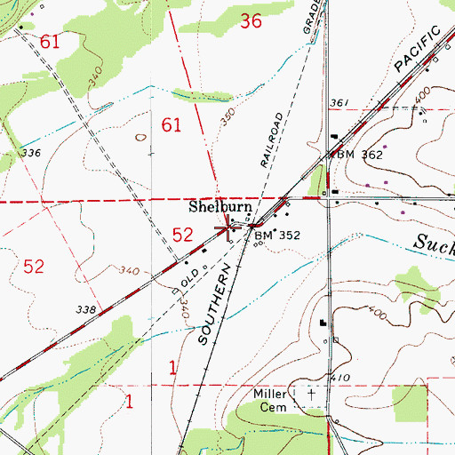 Topographic Map of Shelburn Post Office (historical), OR