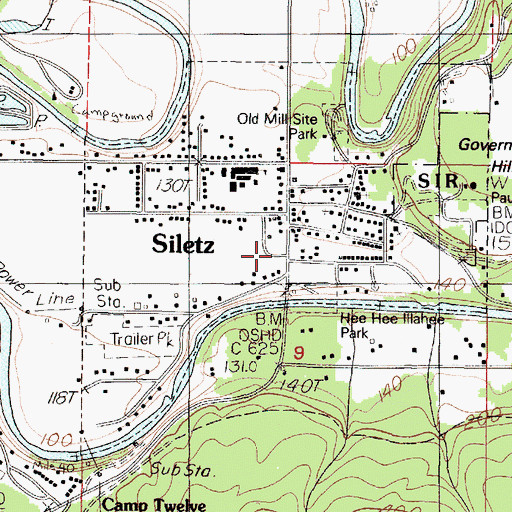 Topographic Map of Siletz Post Office, OR