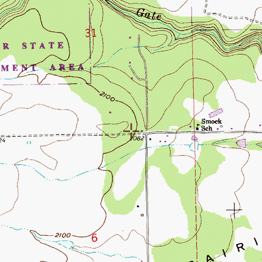 Topographic Map of Smock Post Office (historical), OR