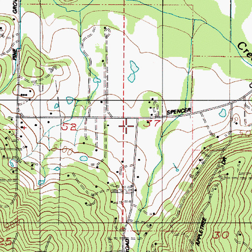 Topographic Map of Spencer Creek Post Office (historical), OR