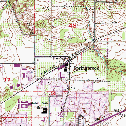 Topographic Map of Springbrook Post Office (historical), OR