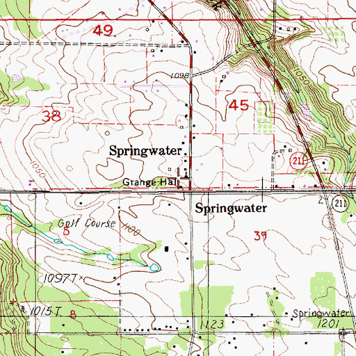 Topographic Map of Springwater Post Office (historical), OR