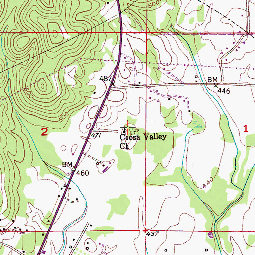 Topographic Map of Coosa Valley Church, AL