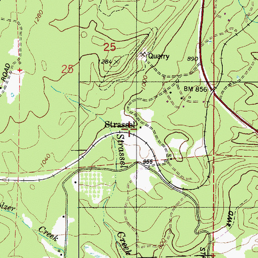 Topographic Map of Strassel Post Office (historical), OR