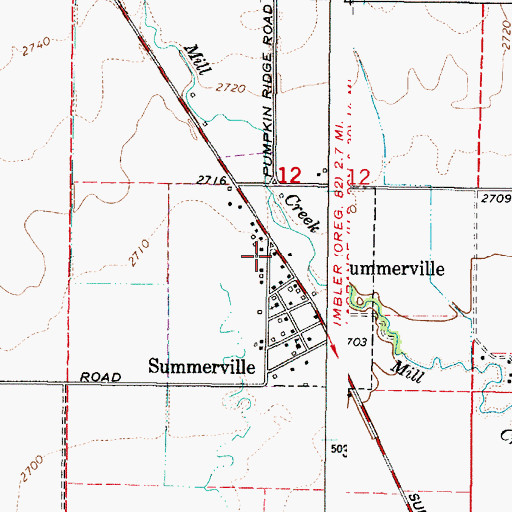 Topographic Map of Summerville Post Office, OR