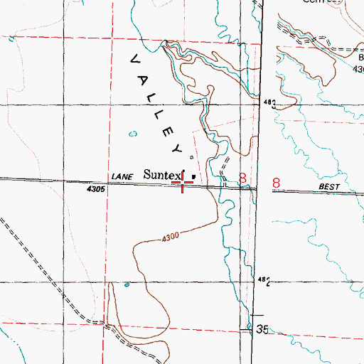 Topographic Map of Suntex Post Office (historical), OR