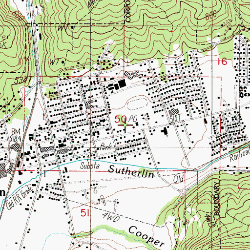 Topographic Map of Sutherlin Post Office, OR