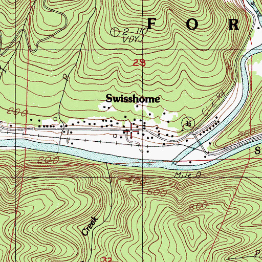 Topographic Map of Swisshome Post Office, OR